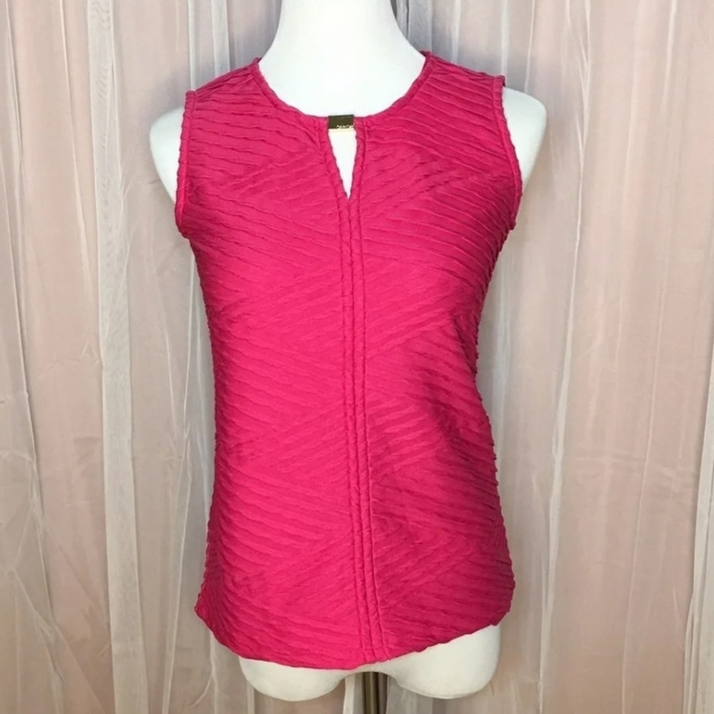 Calvin Klein Pink Pleated Top with Gold Accent